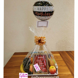 Customised Frame, Fruit, Snacks & Non-Alcoholic Wine Basket