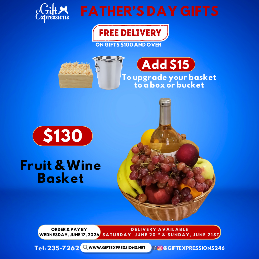 Fruit & Wine Basket (Optional Box or Bucket Upgrade +$15)