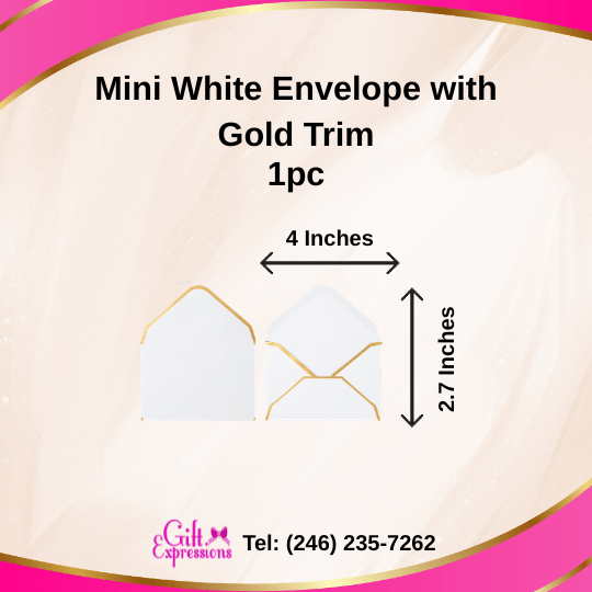 Mini White Envelope with Gold Trim
