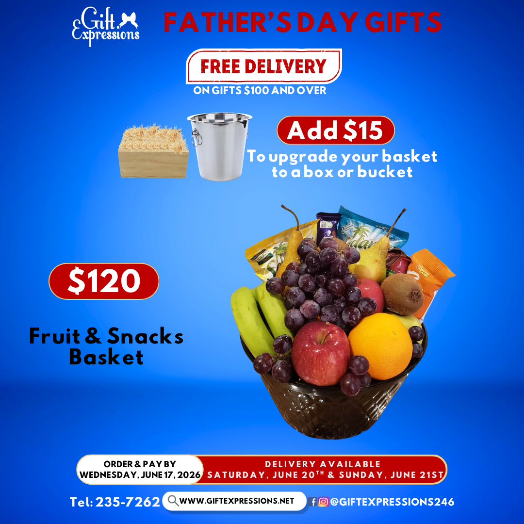 Fruit & Snacks Basket (Optional Box or Bucket Upgrade +$15)