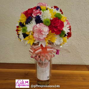 Floral Elegance Wine Bottle Bouquet