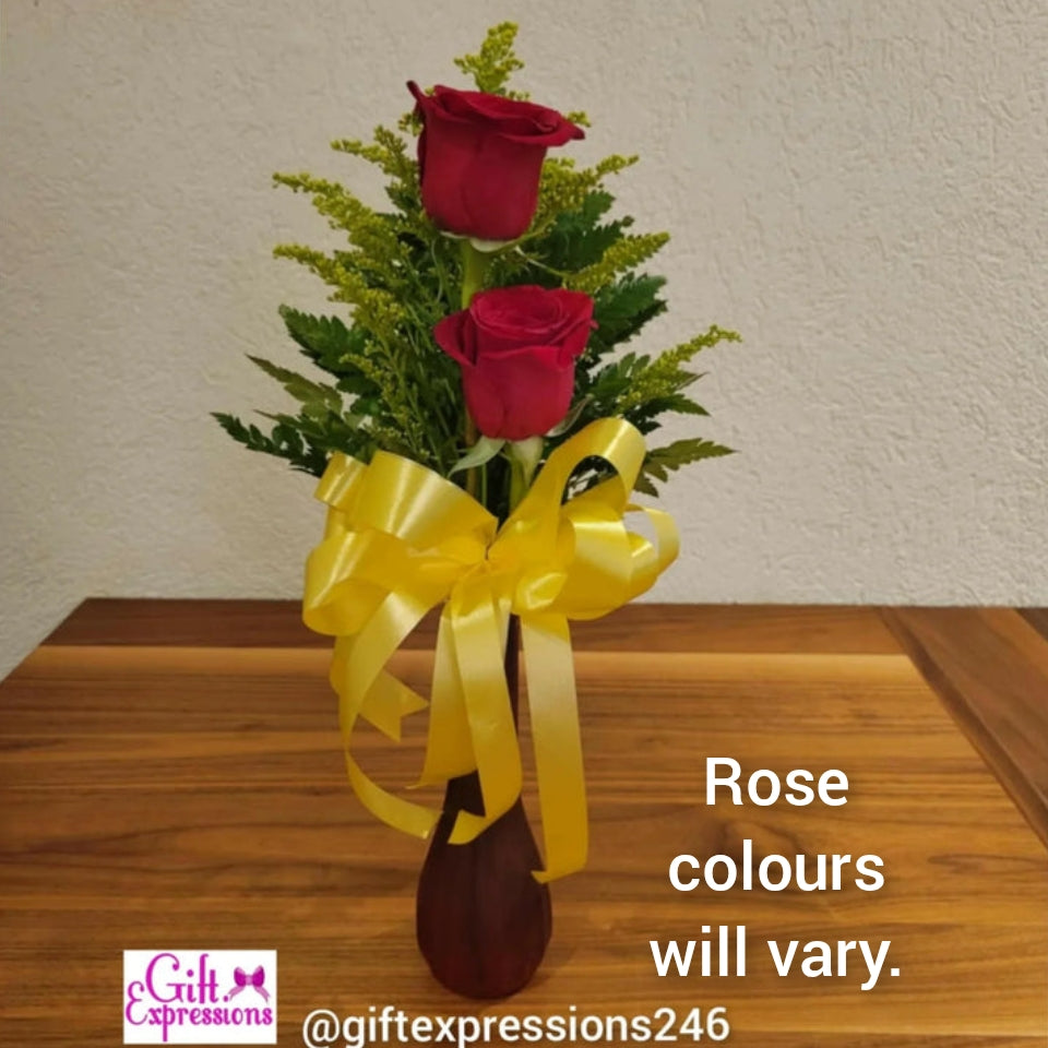 2 Roses in a Bud Vase