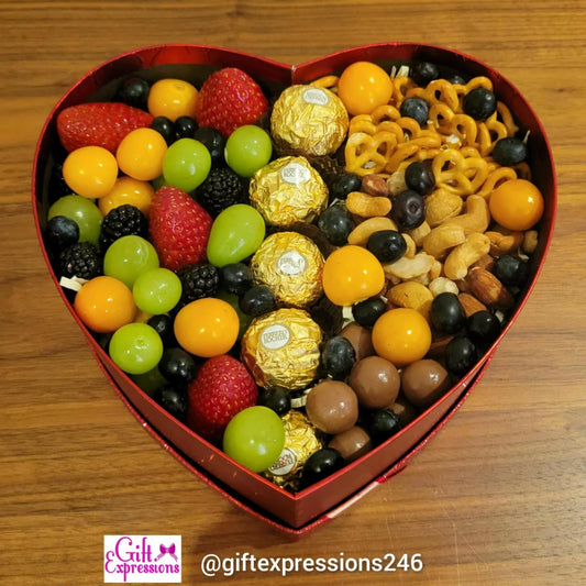 Fruit & Snacks Box (Heart/Square/Circle Box Will Be Used) - Gift Expressions   