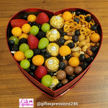 Load image into Gallery viewer, Fruit &amp; Snacks Box (Heart/Square/Circle Box Will Be Used) - Gift Expressions   
