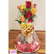 Load image into Gallery viewer, 6 Roses in a Vase, Bath &amp; Bodyworks, Ferrero Rocher Chocolates &amp; a Wine Gift Expressions   
