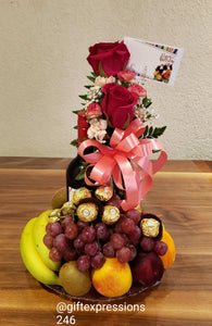 Expressions Wine, Fruit, Flowers & Ferrero  Rocher Basket Gift Expressions   