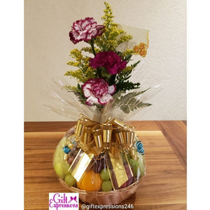 Fruit Basket With Flowers in a Bud Vase Gift Expressions   