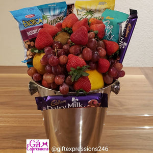 Fruit & Snacks in a Champagne Ice Bucket Gift Expressions   