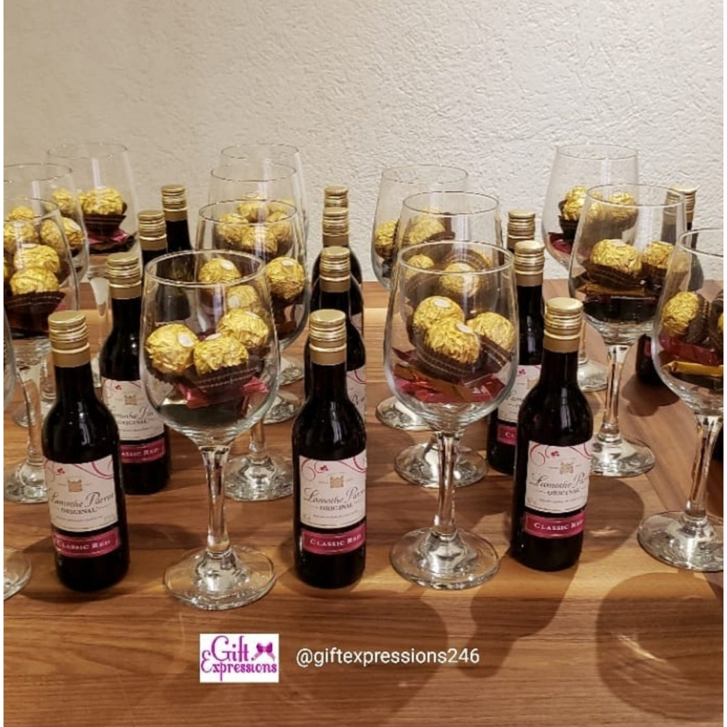 1 Mini Wine & 1 Wine Glass Filled with Chocolates - Gift Expressions   