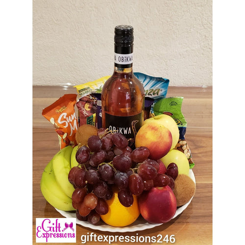 Thinking of You Fruit, Wine & Snacks Basket Gift Expressions   