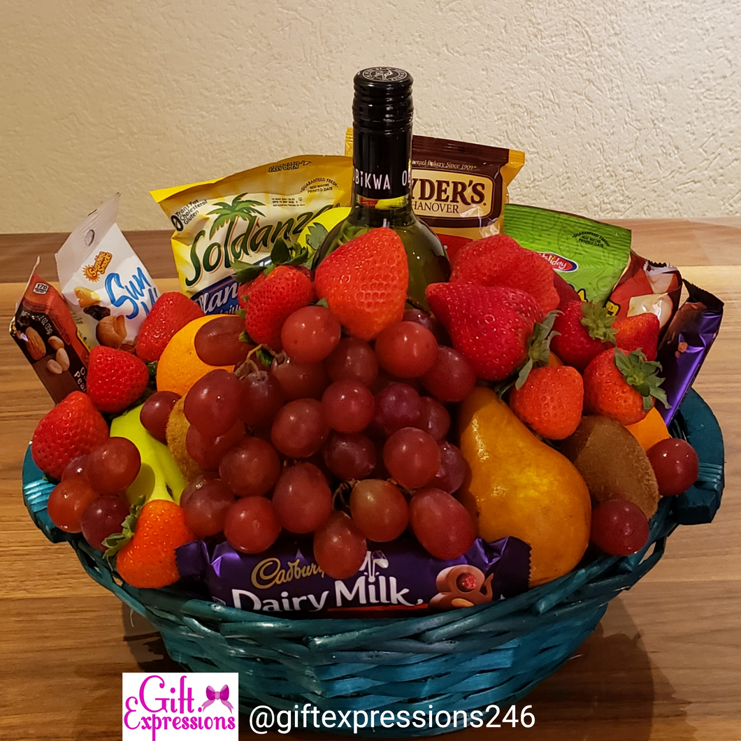 Thoughtful Selections Wine, Fruit & Snack Basket Gift Expressions   