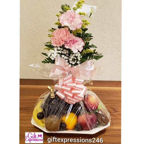 With Sympathy Fruit & Flowers Basket Gift Expressions   
